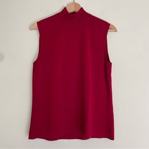 Cable & Gauge Sleeveless Turtleneck Lightweight Sweater Shirt Red Women’s Size L
